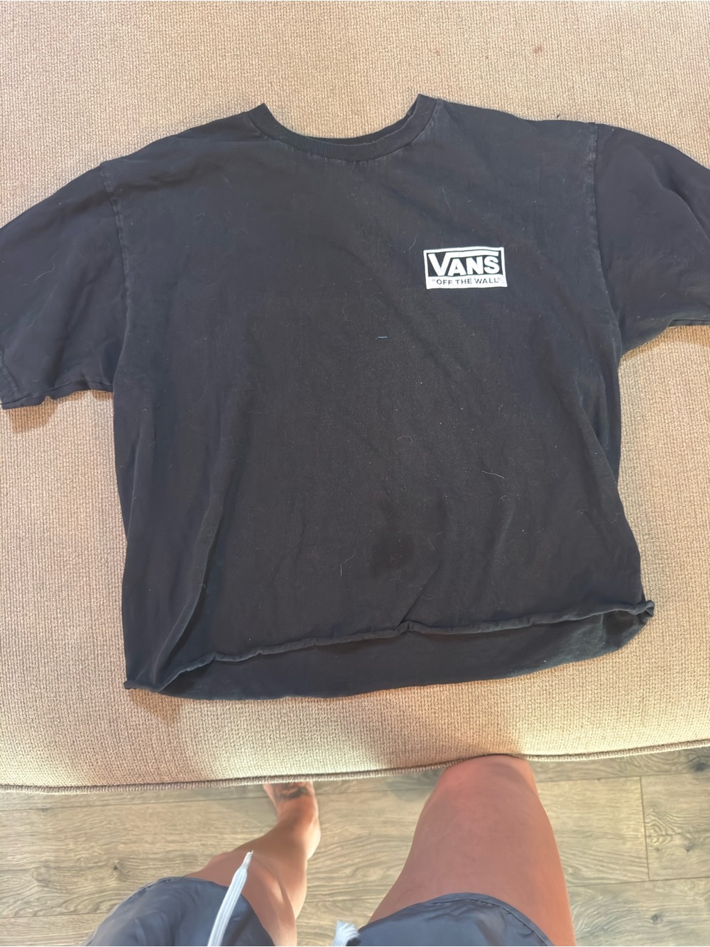 Vans Black Short Sleeve T-Shirt with White Logo Patch